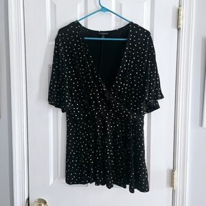 Lane Bryant Black Polka Dot Blouse 14/16